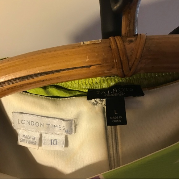 London Times Multi-Colored Tiered Dress and Talbots Green Cardigan, EUC, 10/L - Picture 3 of 16